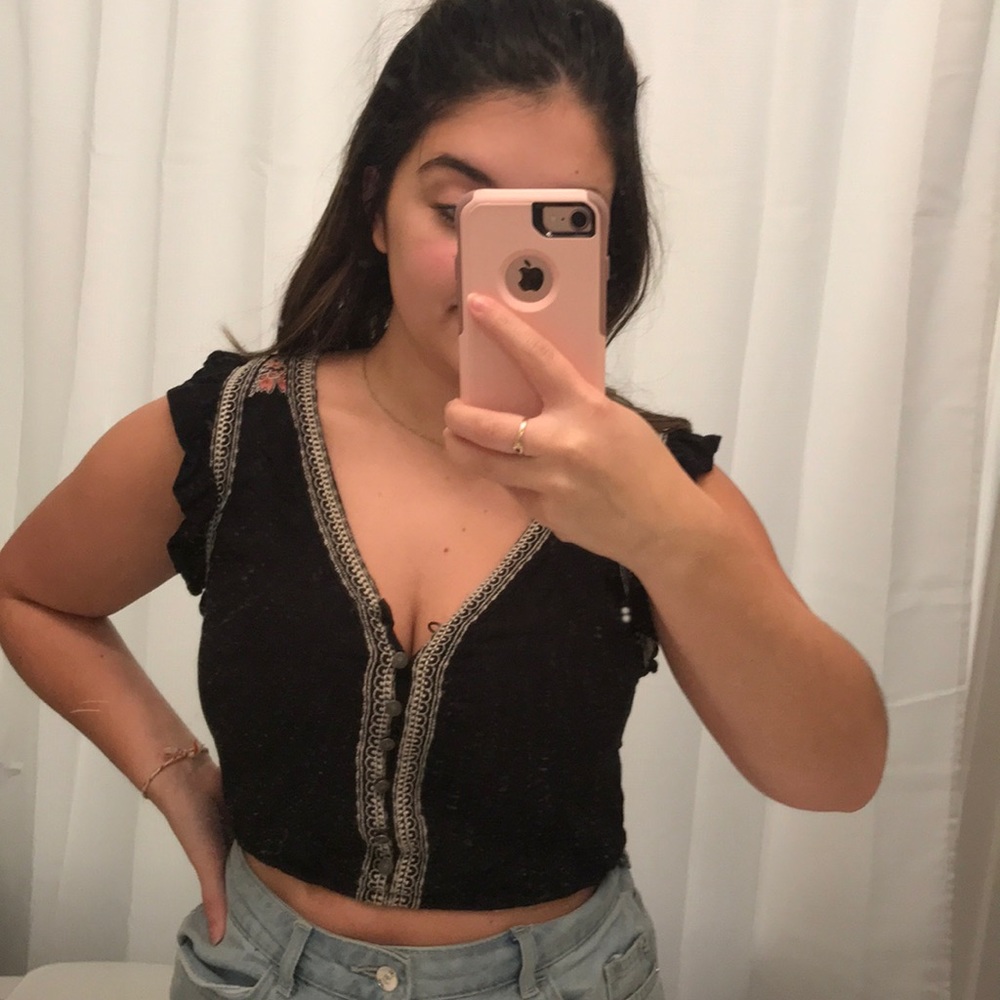 Black floral shirt from American Eagle